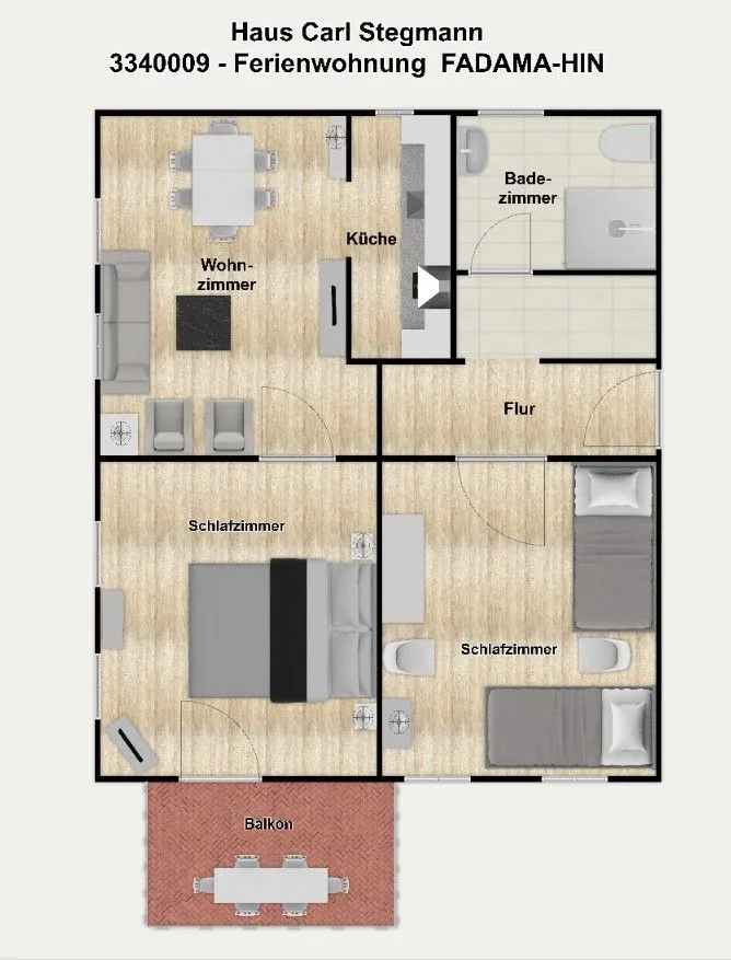 Haus Carl Stegmann Ferienwohnung FADAMA-HIN Juist - Grundriss