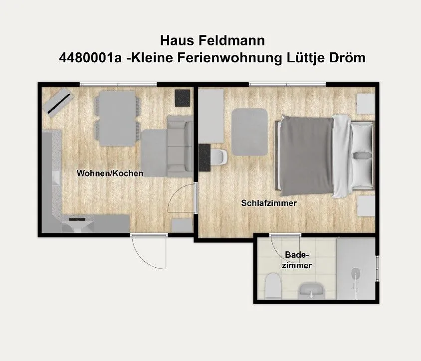 Haus Feldmann Kleine Ferienwohnung Lüttje Dröm Borkum - Grundriss