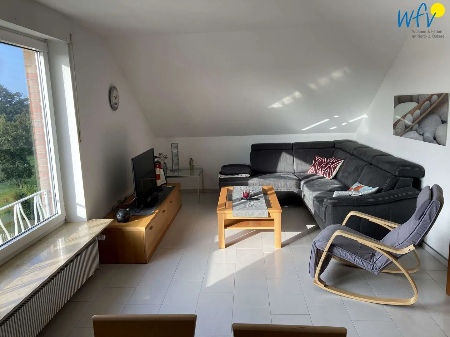 Ferienhaus Kiebitzdelle-Leegde 10 Ferienwohnung Backhaus Borkum - Wohnzimmer