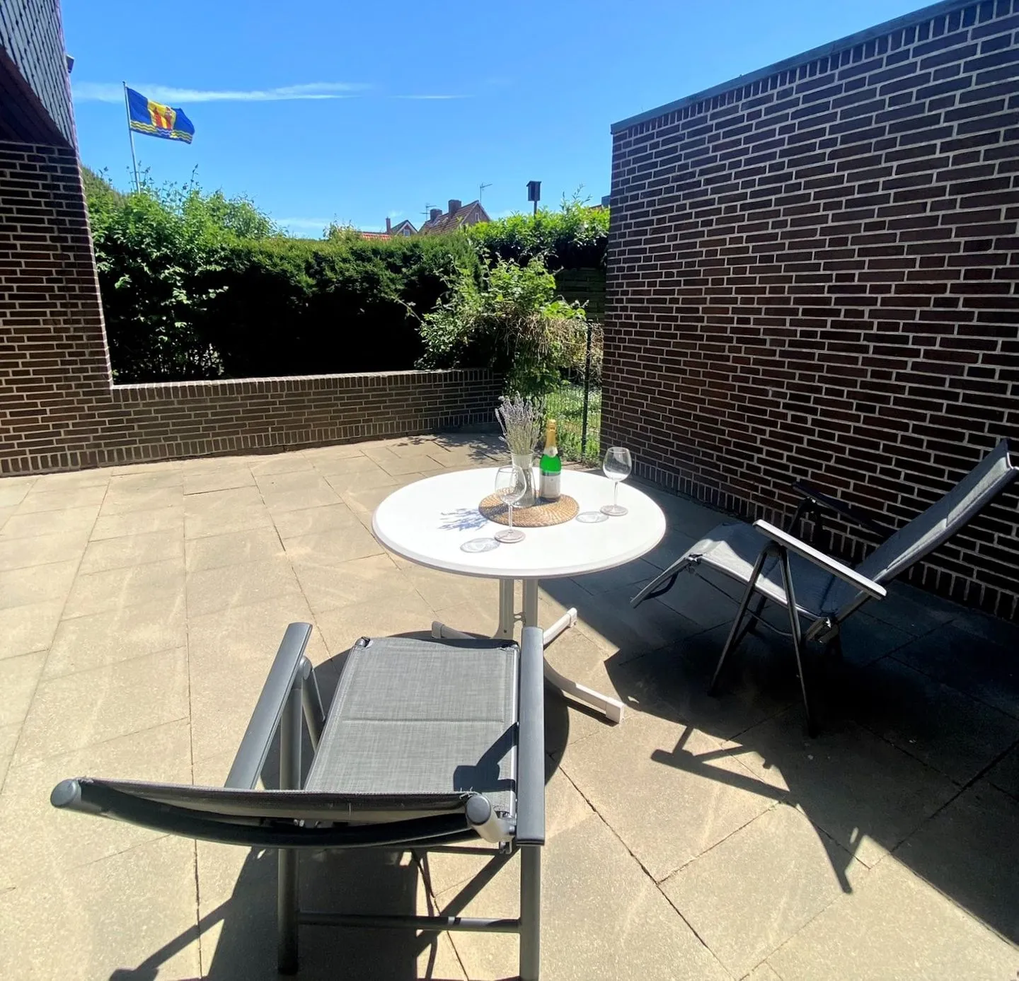 Ferienhaus an der Au Dahme - Viel Sonne und Windschatten auf der Terrasse