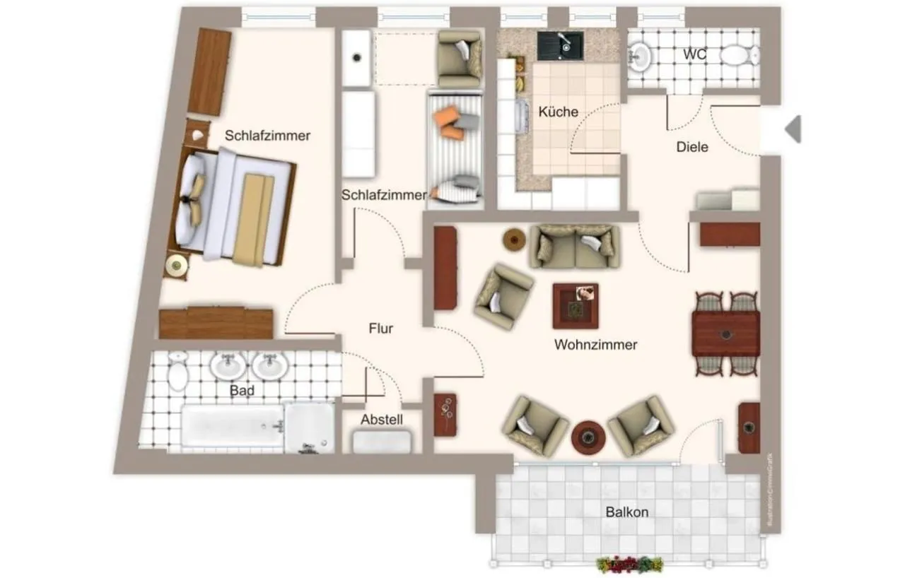 Holiday Residenz II Ferienwohnung Toornkieker Borkum - Grundriss