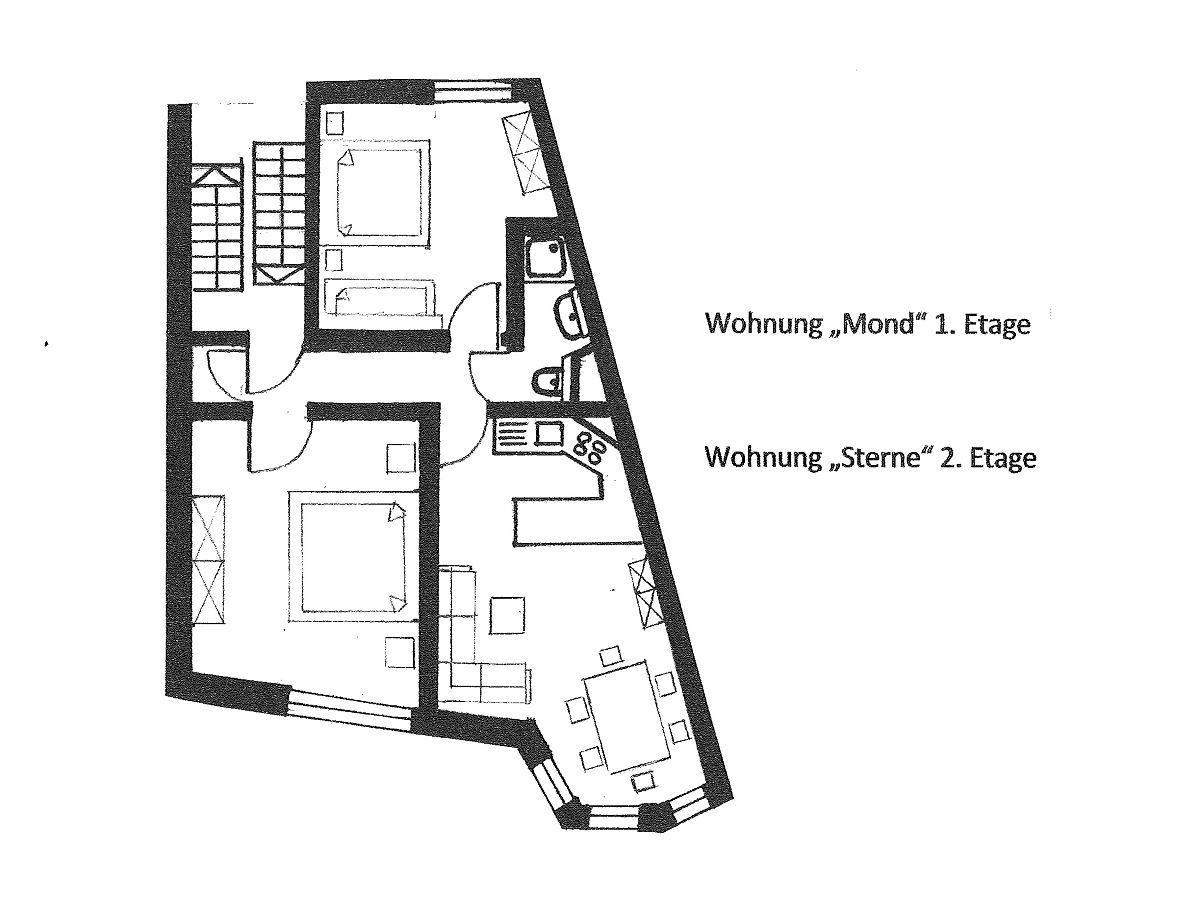 Haus am Leuchtturm - Ferienwohnung Mond Borkum - Grundriss