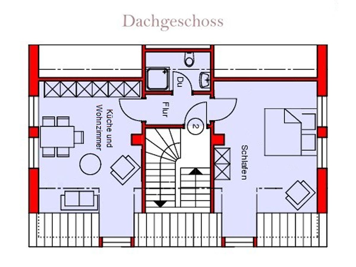 Villa Wilhelmine - Ferienwohnung Klein-Wiebke Borkum - Grundriss