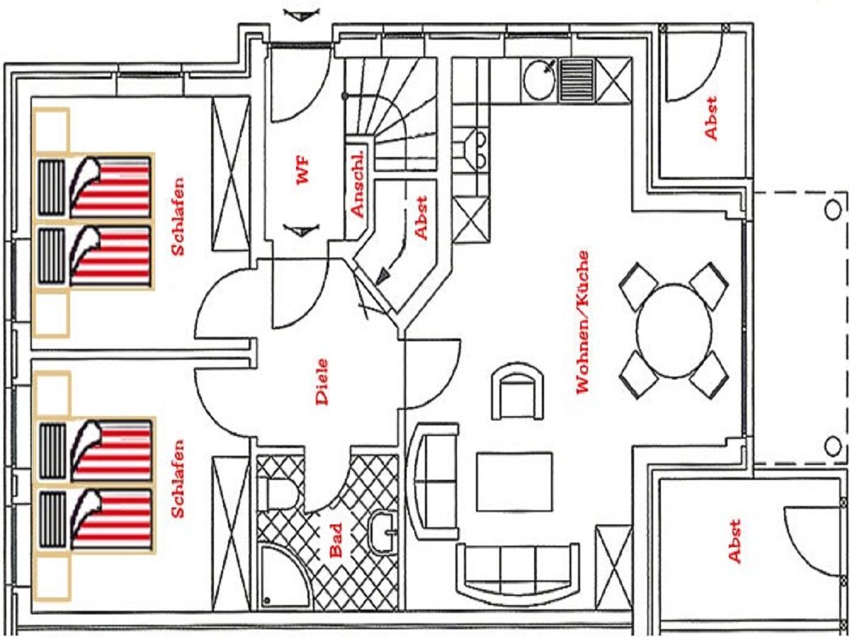 Haus Inselherz - Ferienwohnung Muschel Borkum - Grundriss