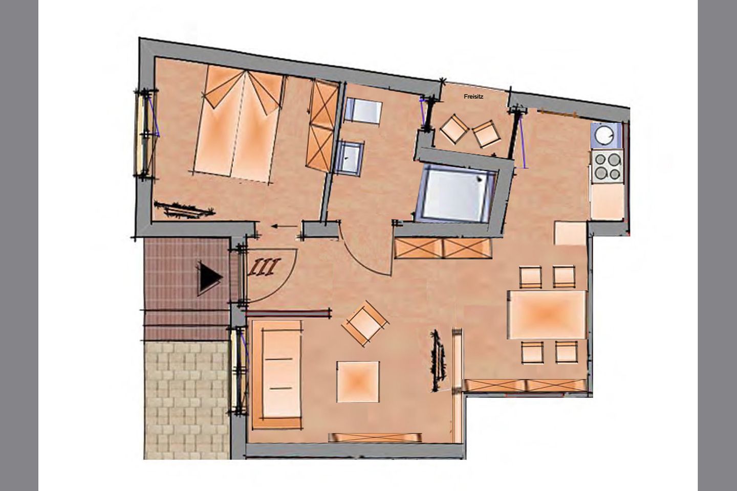 Villa Pirola - Ferienwohnung 3 Borkum - Grundriss