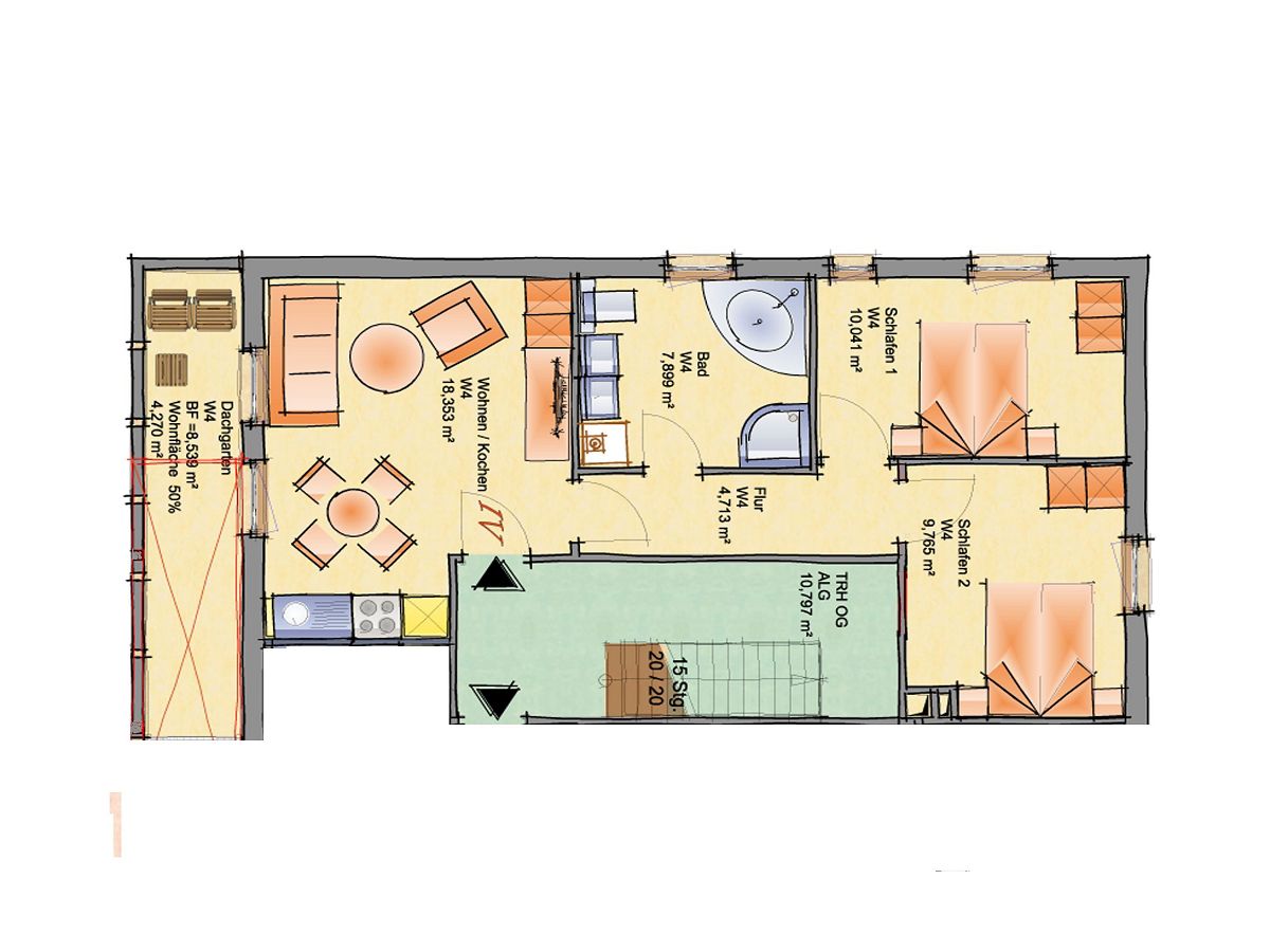 Villa Pirola - Ferienwohnung 4 Borkum - Grundriss