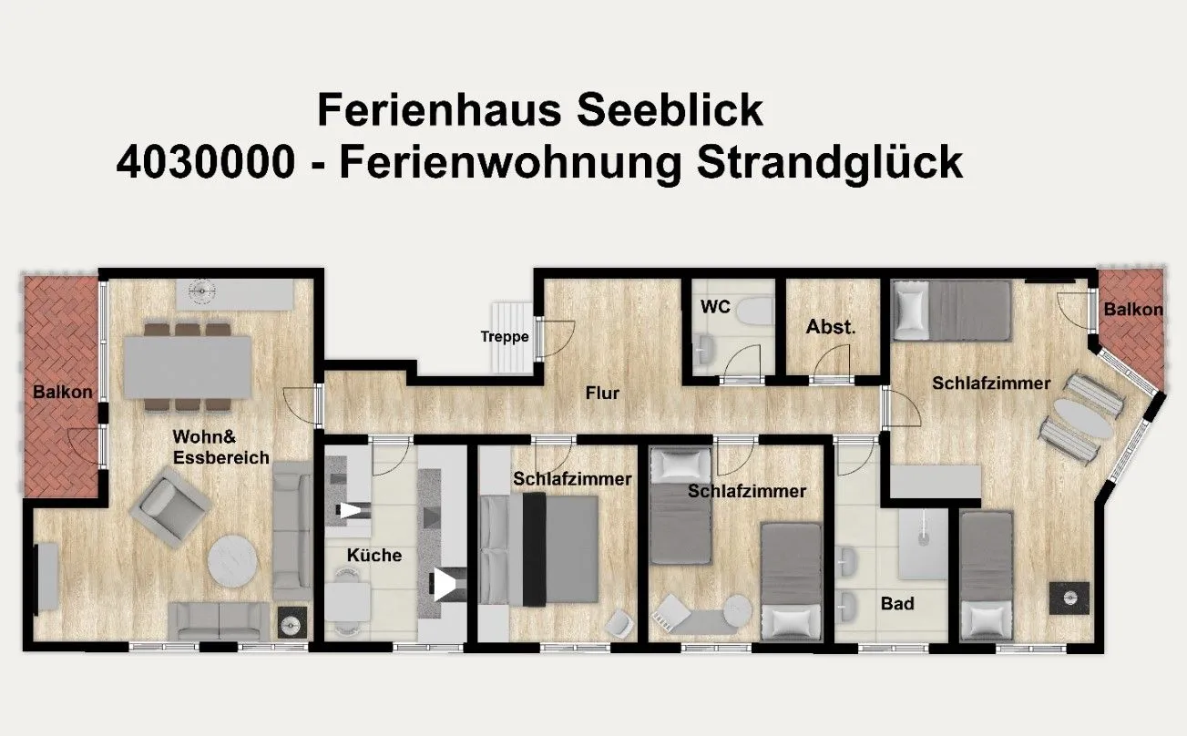 Ferienhaus Seeblick Ferienwohnung Strandglück Borkum - Grundriss