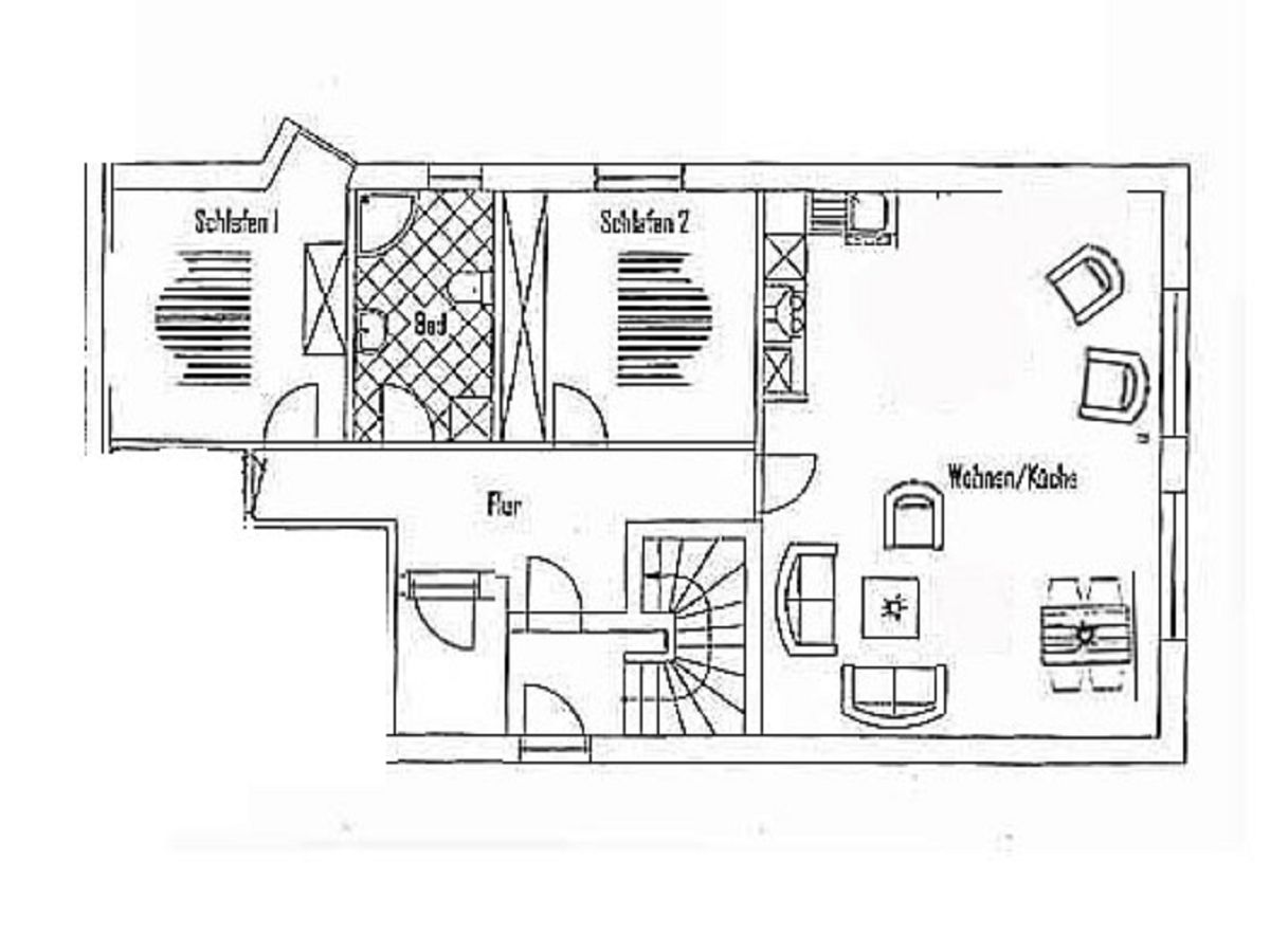 Haus Walfänger - Ferienwohnung 2 Borkum - Grundriss