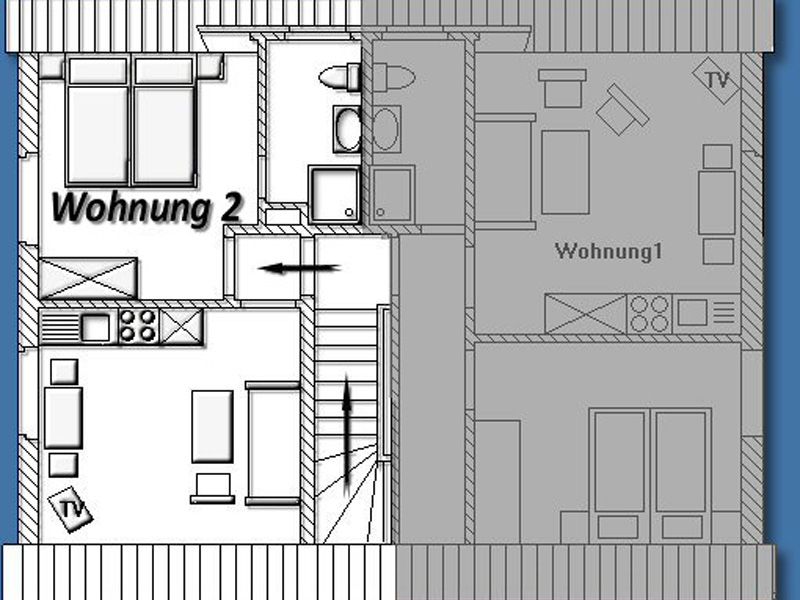 Haus Seute Deern - Ferienwohnung 2 - Seestern Borkum - Grundriss