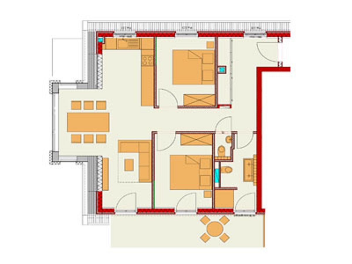 Rodehuus - Ferienwohnung Hermine Borkum - Grundriss