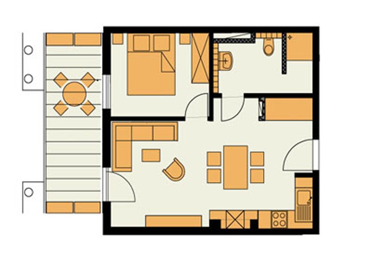 Rodehuus - Ferienwohnung Sandkorn Borkum - Grundriss