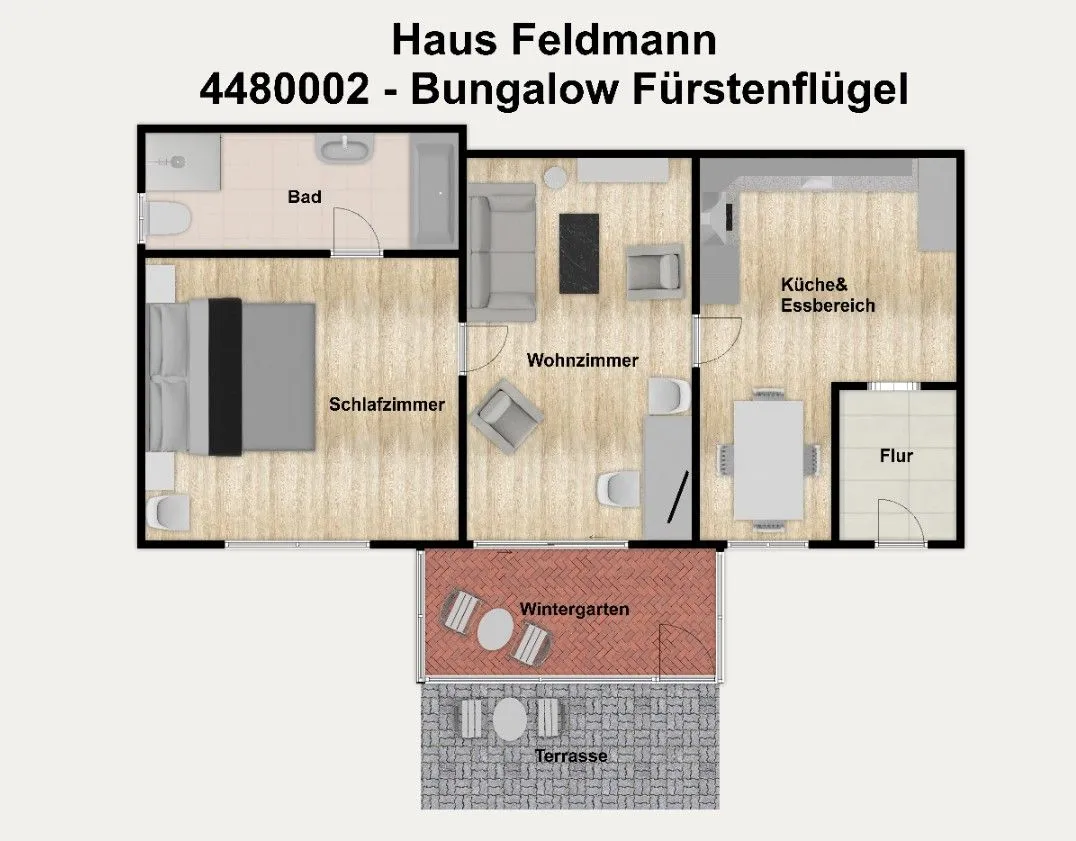 Haus Feldmann Bungalow Fürstenflügel Borkum - Grundriss