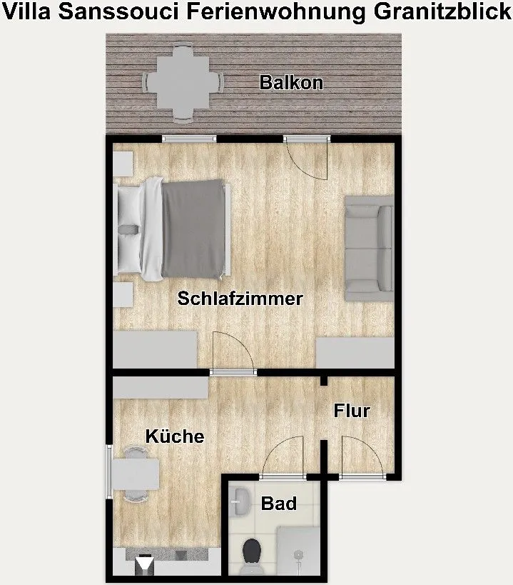 Villa Sanssouci Ferienwohnung Granitzblick Rügen - Binz - Grundriss