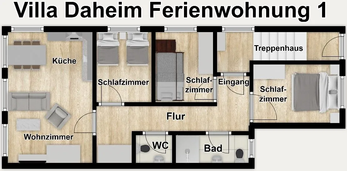 Villa Daheim Ferienwohnung 1 Wangerooge - Grundriss