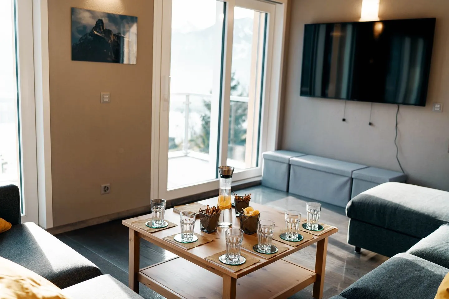 Chalet Lehni mit separatem Apartment Amden - Wohnzimmer