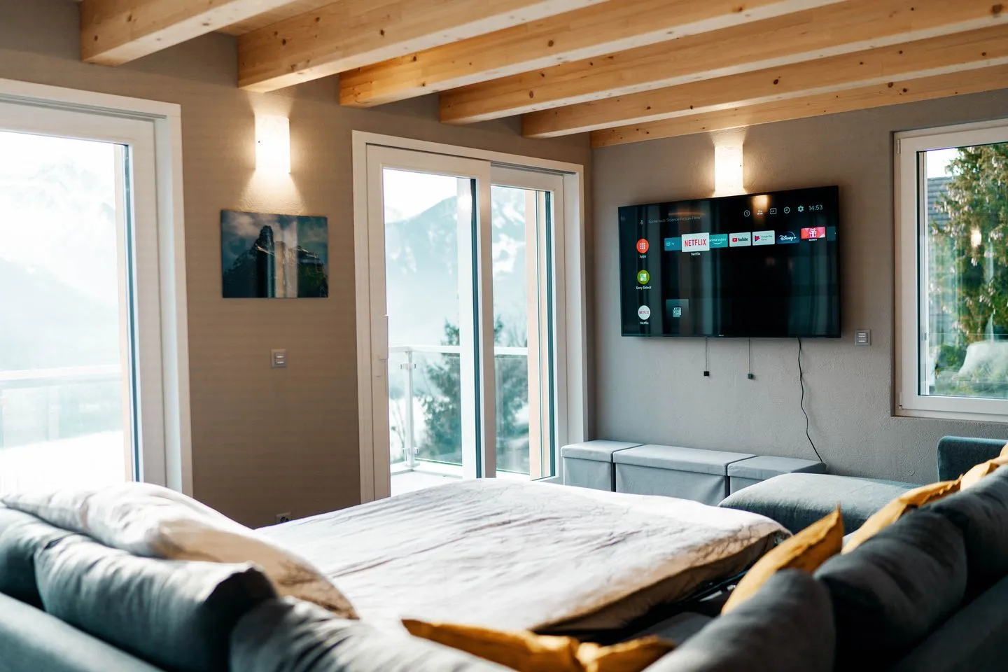 Chalet Lehni mit separatem Apartment Amden - Wohnzimmer