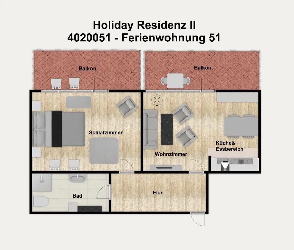 Holiday Residenz II Ferienwohnung 51 Borkum - Grundriss
