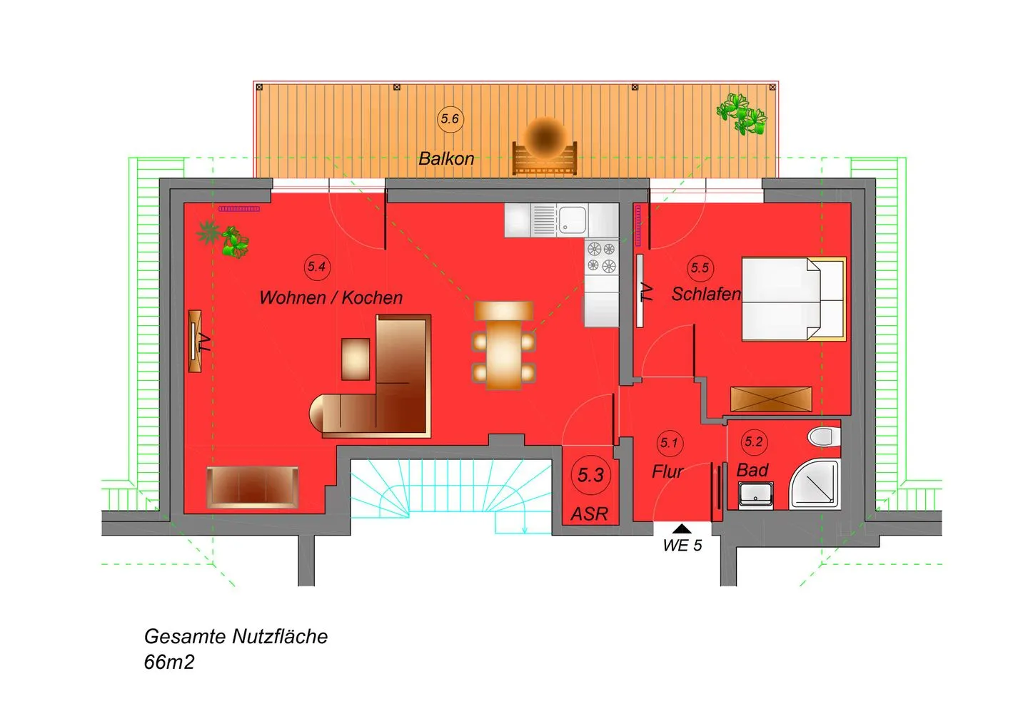 Wohnung 5 - Suite Tyr - mit großem Balkon Lobbe - Grundriss
