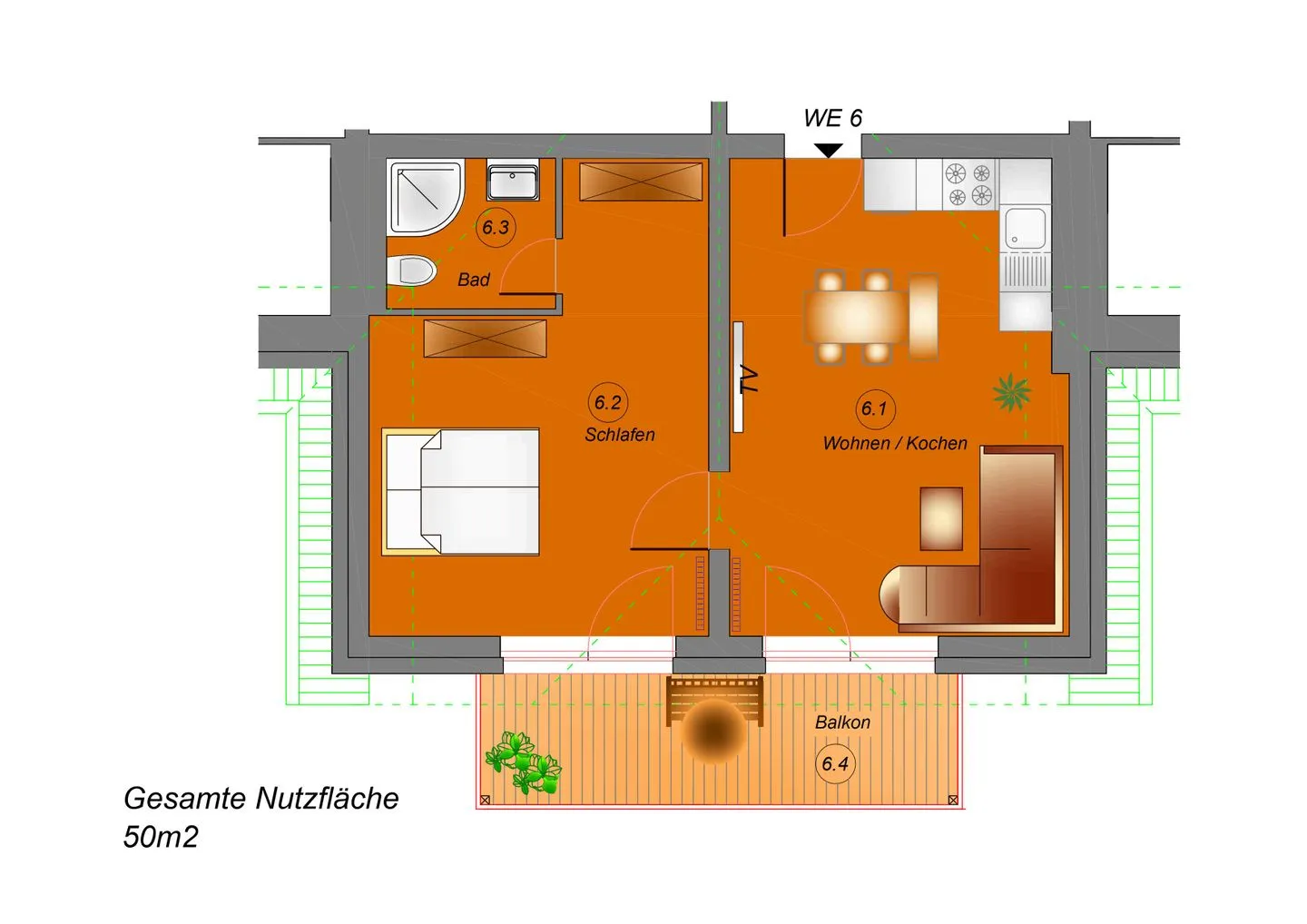 Wohnung 6 Lobbe - Grundriss