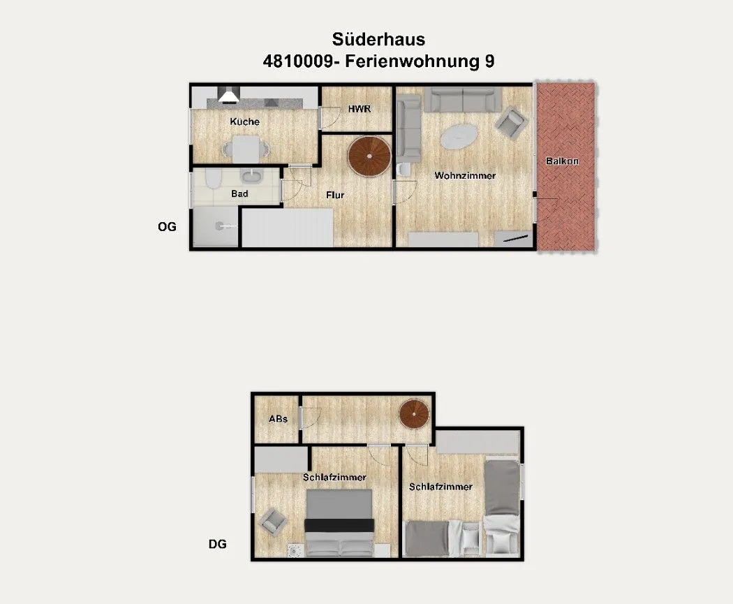 Süderhaus Ferienwohnung 9 Borkum - Grundriss