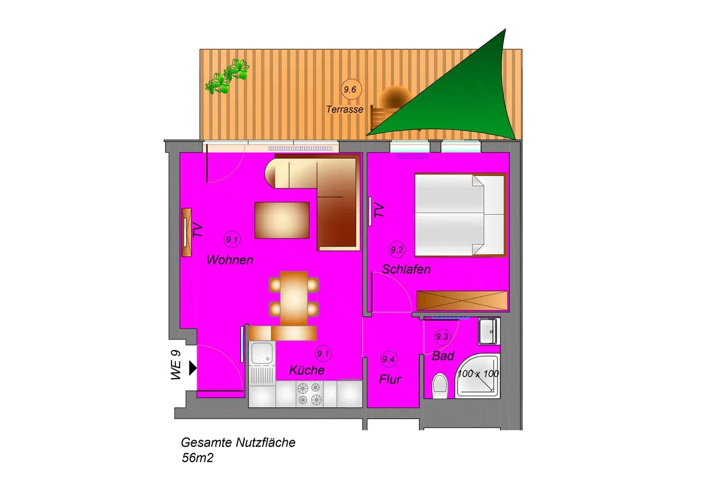 Wohnung 9 Lobbe - Grundriss