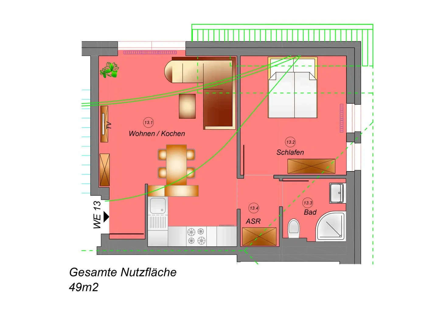 Wohnung 13 Lobbe - Grundriss