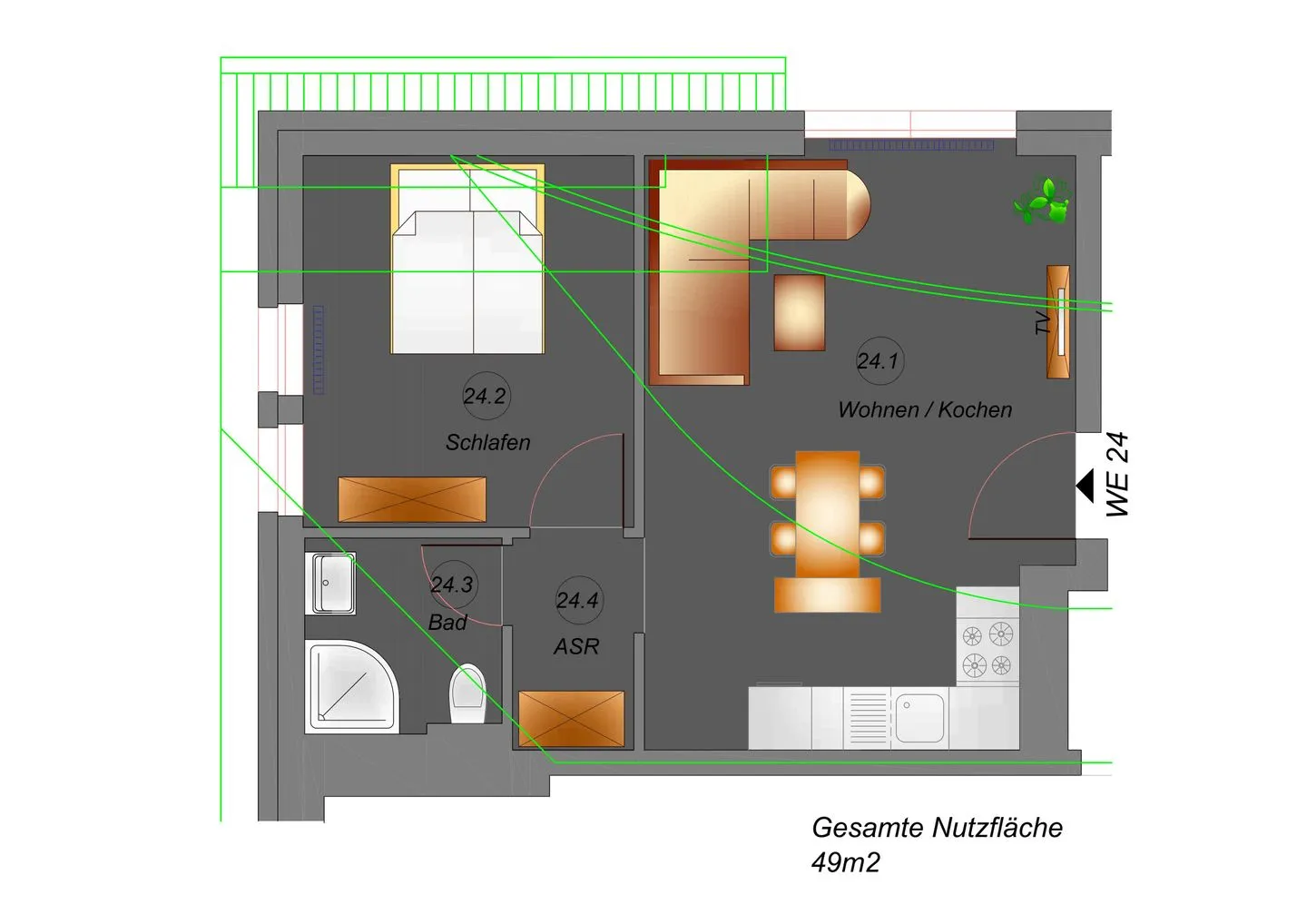 Wohnung 24 Lobbe - Grundriss