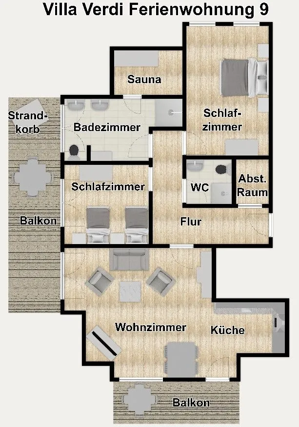 Villa Verdi Ferienwohnung 9 Wangerooge - Grundriss