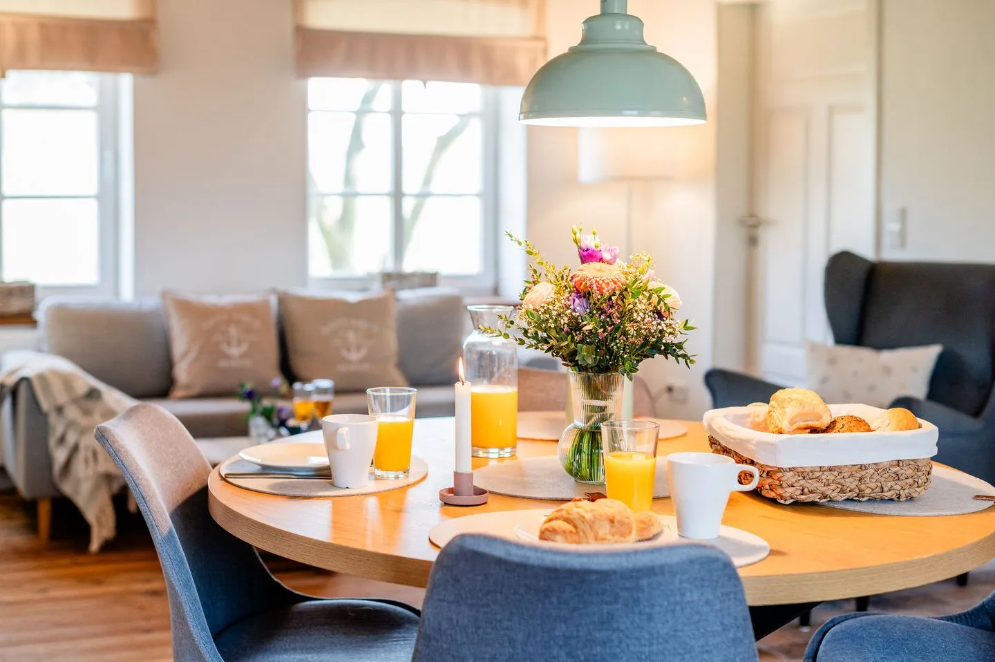Ferienwohnung Teve im Reethus Mühlenlund Steinbergkirche - Wohnzimmer