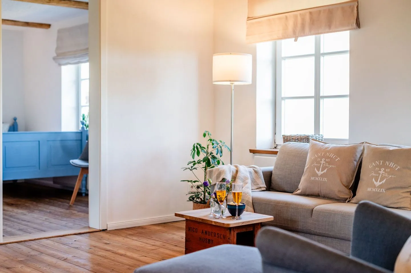 Ferienwohnung Teve im Reethus Mühlenlund Steinbergkirche - Wohnzimmer