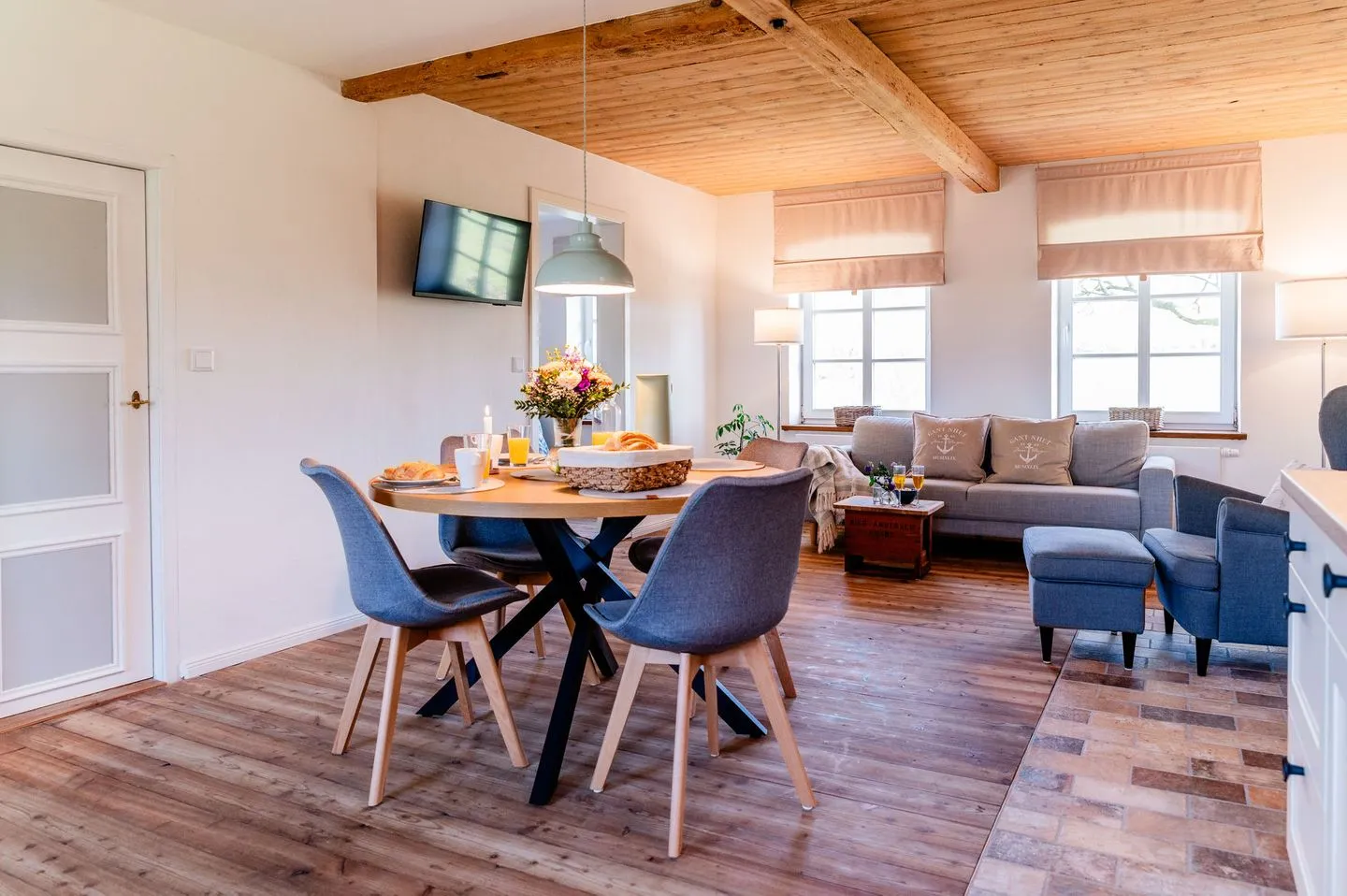Ferienwohnung Teve im Reethus Mühlenlund Steinbergkirche - Wohnzimmer