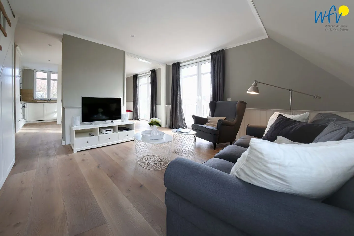 Ferienhaus Charlotte 48 Feriendoppelwohnung Charlotte Wangerooge - Wohnzimmer
