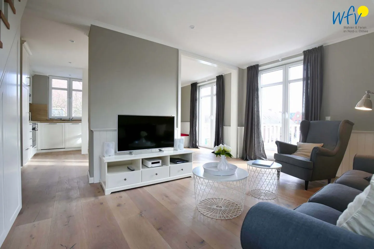 Ferienhaus Charlotte 48 Feriendoppelwohnung Charlotte Wangerooge - Wohnzimmer