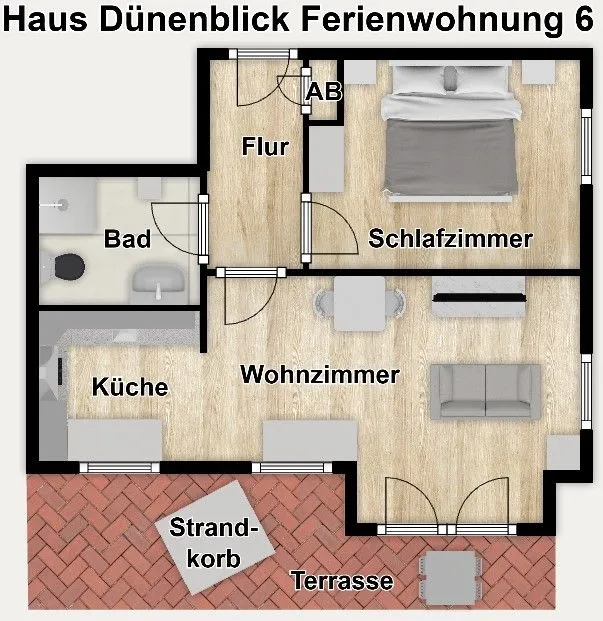Haus Dünenblick Ferienwohnung 6 Wangerooge - Grundriss