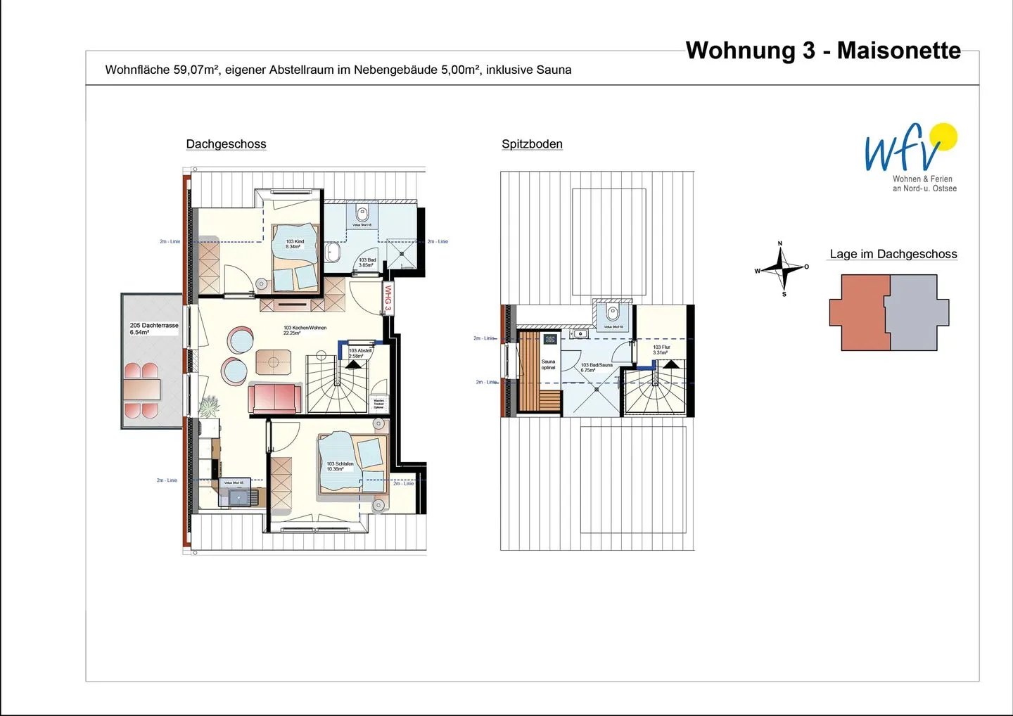 Haus Christine Ferienwohnung 3 Langeoog - Grundriss