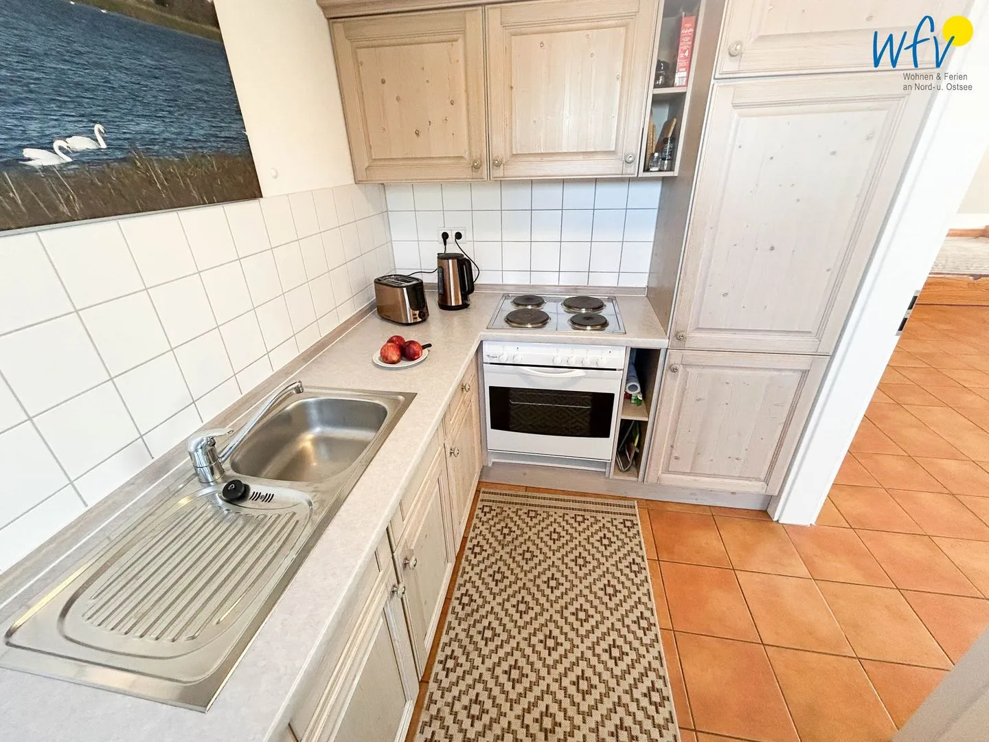 Haus Windland Ferienwohnung Boddenblick Rügen - Dranske - Küche / Küchenzeile