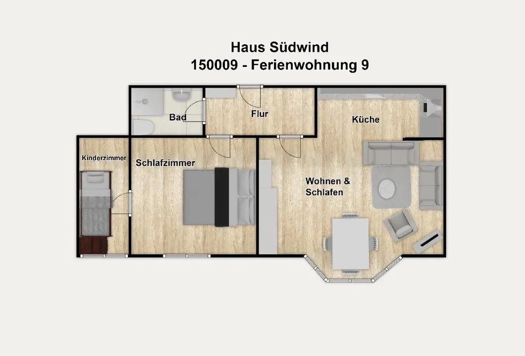 Haus Südwind Ferienwohnung 9 Wangerooge - Grundriss