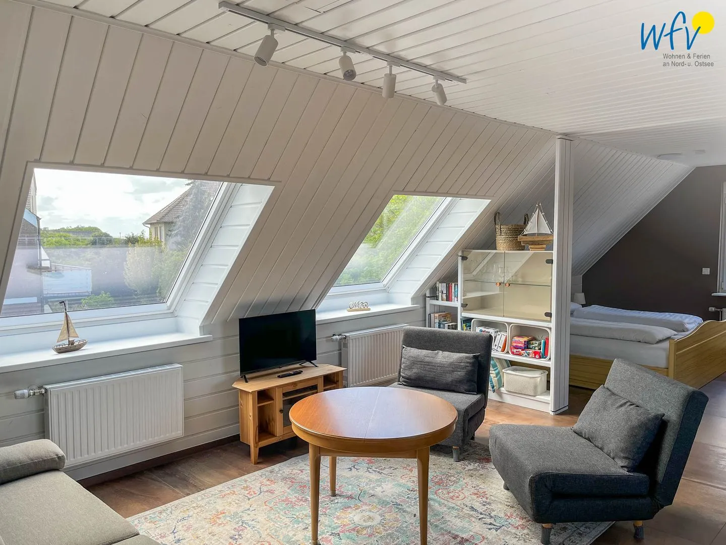 Haus Seemöwe Ferienwohnung Möwennest Borkum - Wohnzimmer