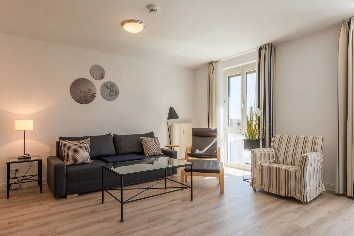 Sturmmöwe Zingst - Ferienwohnung Sturmmöwe Blick auf die Couch im Wohnzimmer