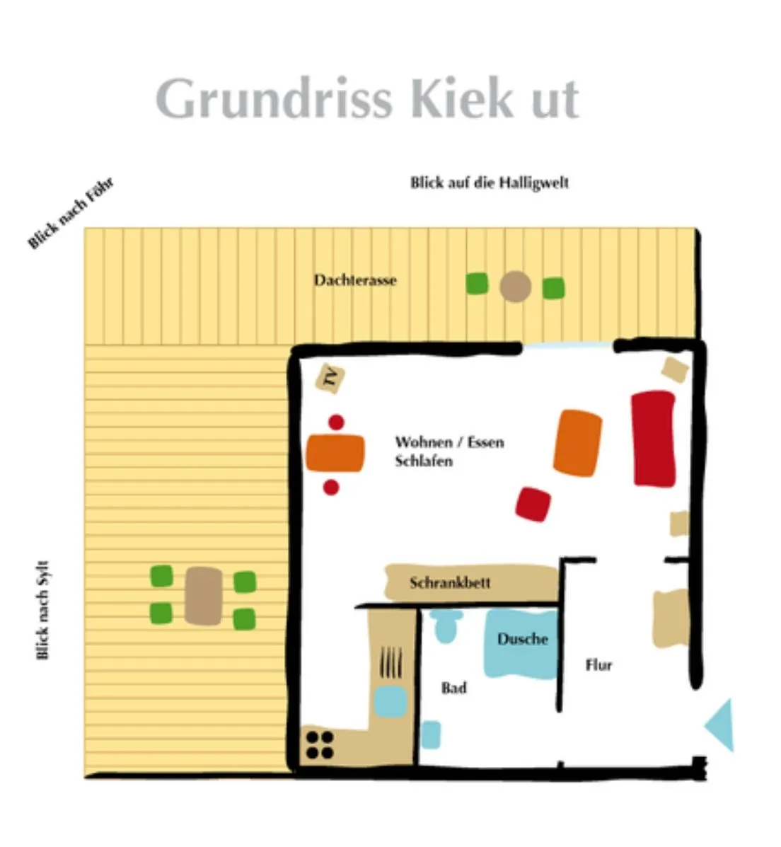 Haus Nordenlicht Ferienwohnung Kiek-ut Wittdün auf Amrum - Grundriss