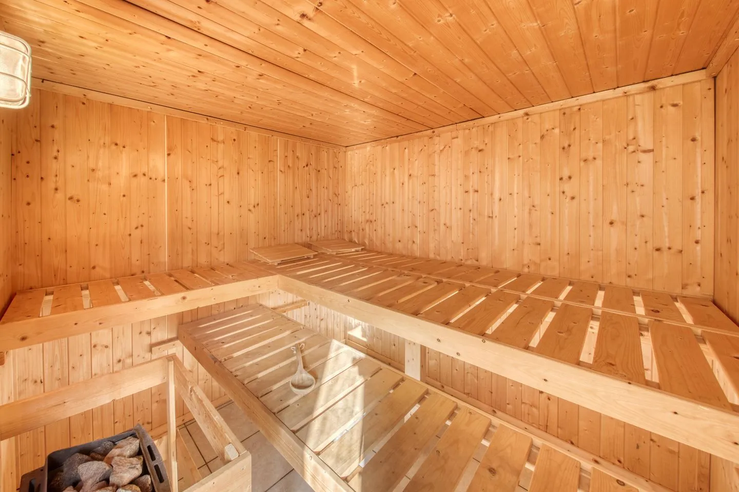 Sunshine Alt-Schwerin - Ferienhaus Sunshine Blick in die hauseigene Sauna