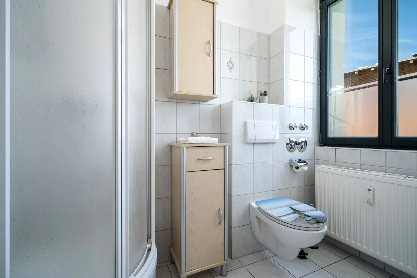 InselLiebe Malchow - Ferienwohnung InselLiebe in Malchow Blick in das Badezimmer