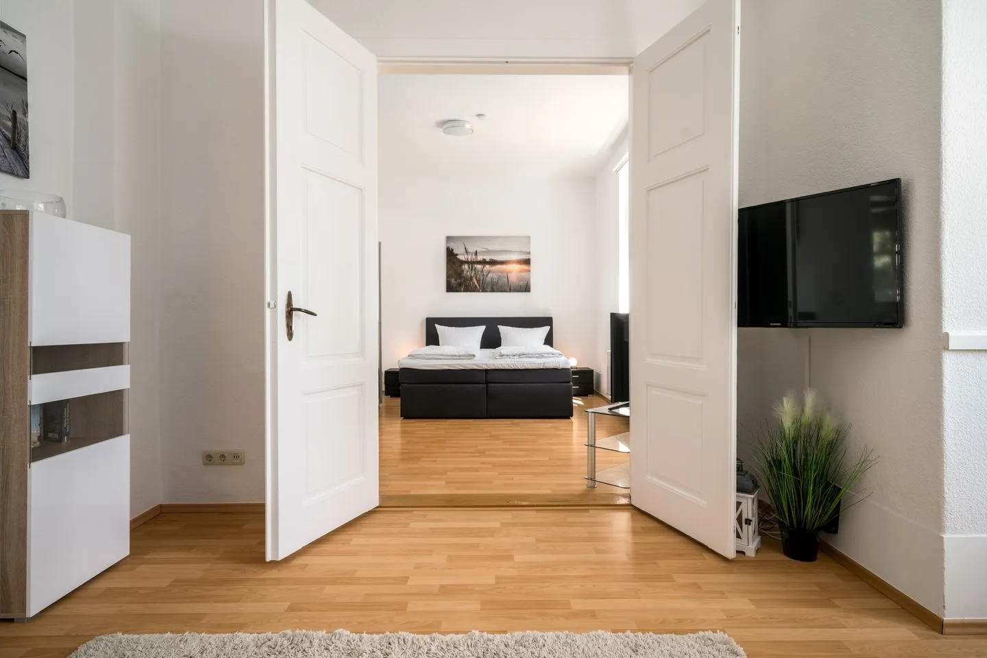Strandgut Malchow - Ferienwohnung Strandgut Blick ins Schlafzimmer