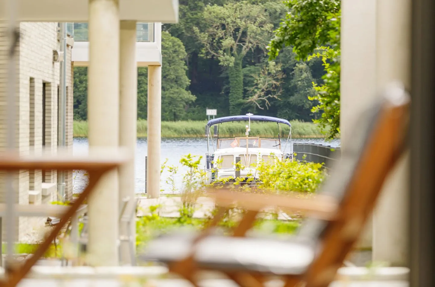 Nordlicht Malchow - Ferienwohnung Nordlicht in Malchow Wasserblick von der Terrasse aus