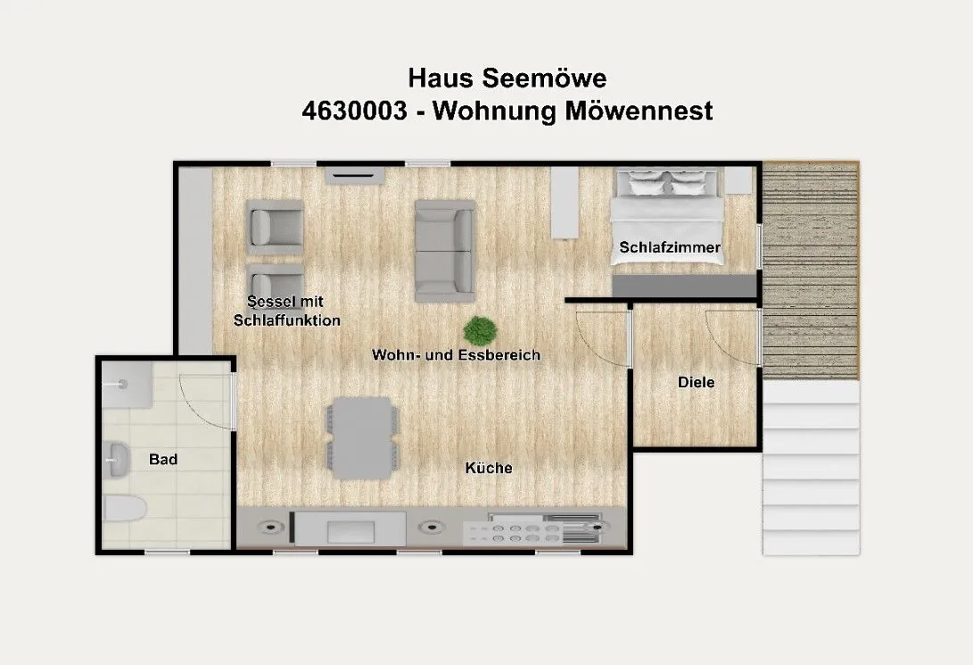 Haus Seemöwe Ferienwohnung Möwennest Borkum - Grundriss