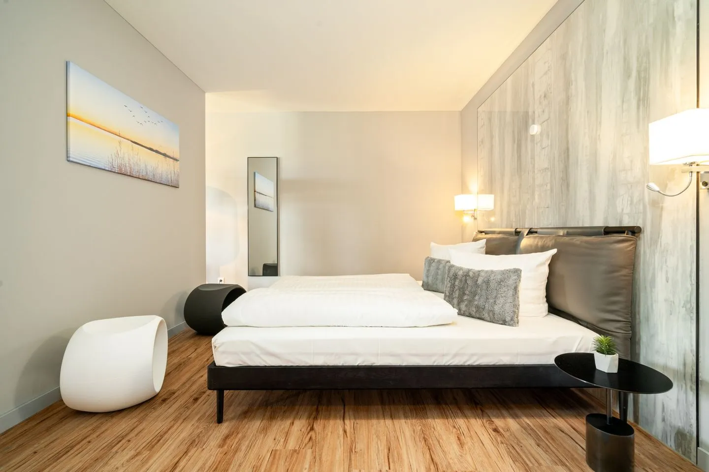 Schwalbenblick Klink - Ferienwohnung Schwalbenblick Klink Schlafzimmer mit Boxspringbett