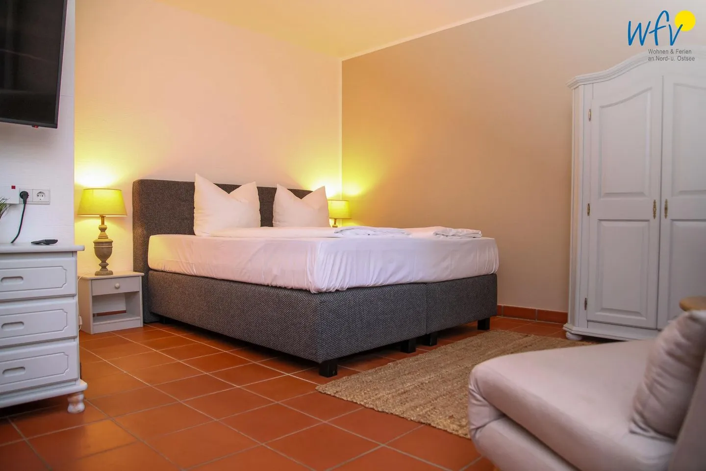 Ferienhaus am Gutspark Dranske Ferienwohnung Sonnengruß Rügen - Dranske - Bett