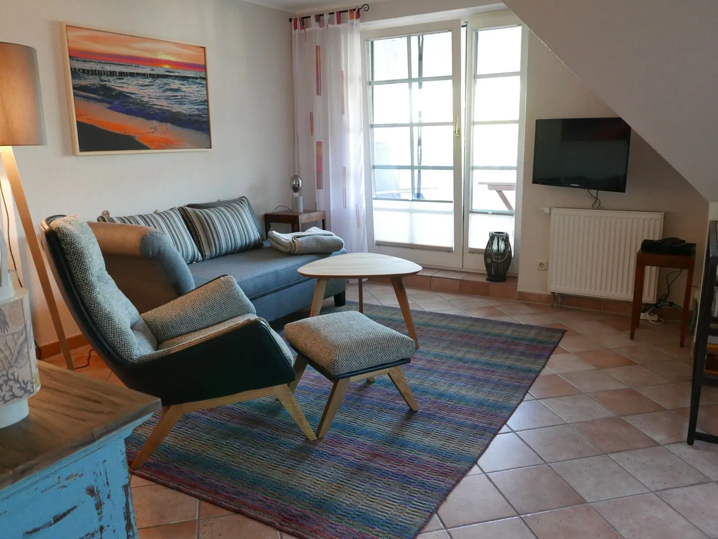 Störtebekerstraße 9 - Wohnung 6 Ostseeheilbad Zingst - Wohnzimmer mit Sitzecke und TV