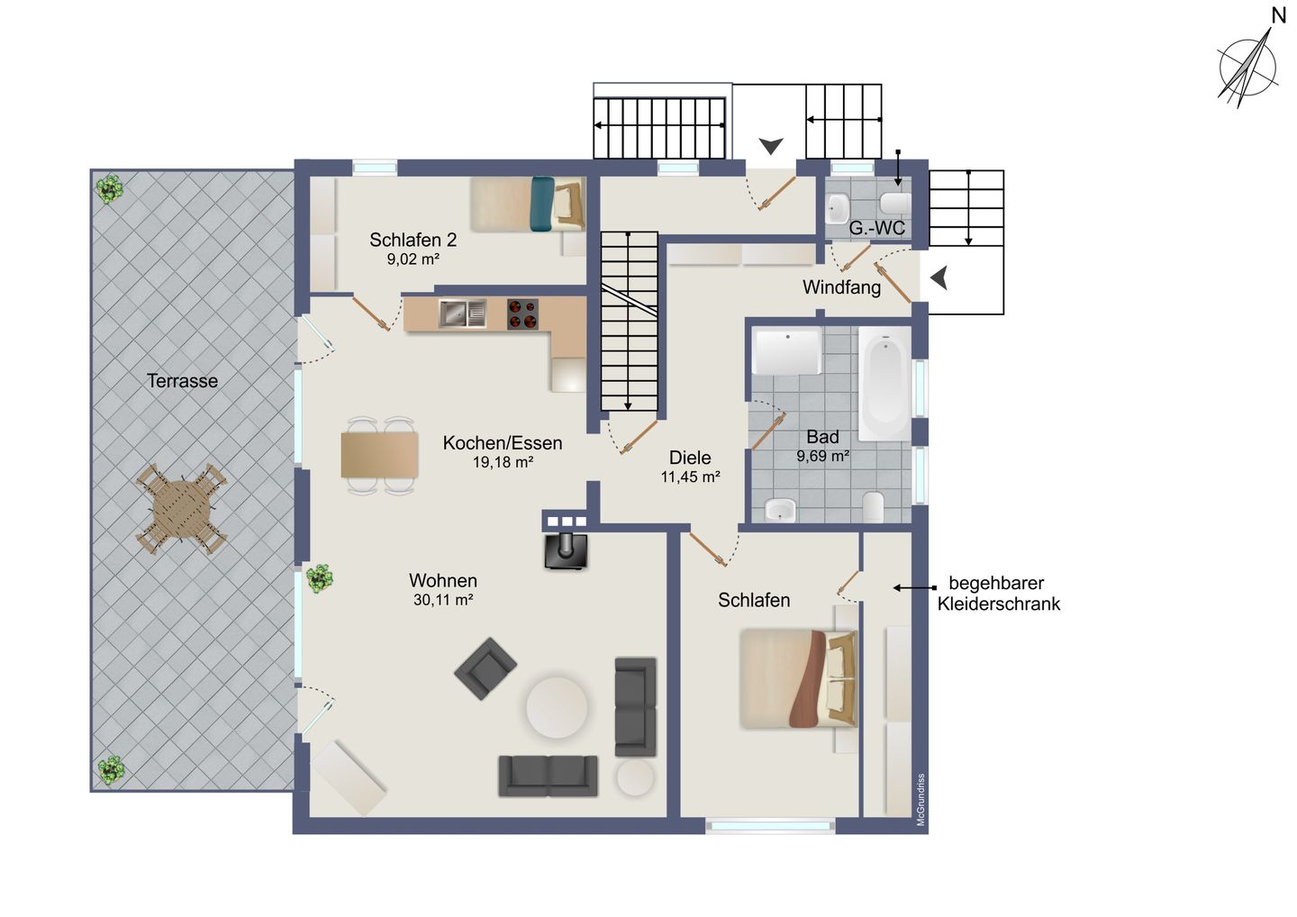  Küstenglück – Urlaub mit Garten, Kamin & Komfort Timmendorfer Strand - Grundriss