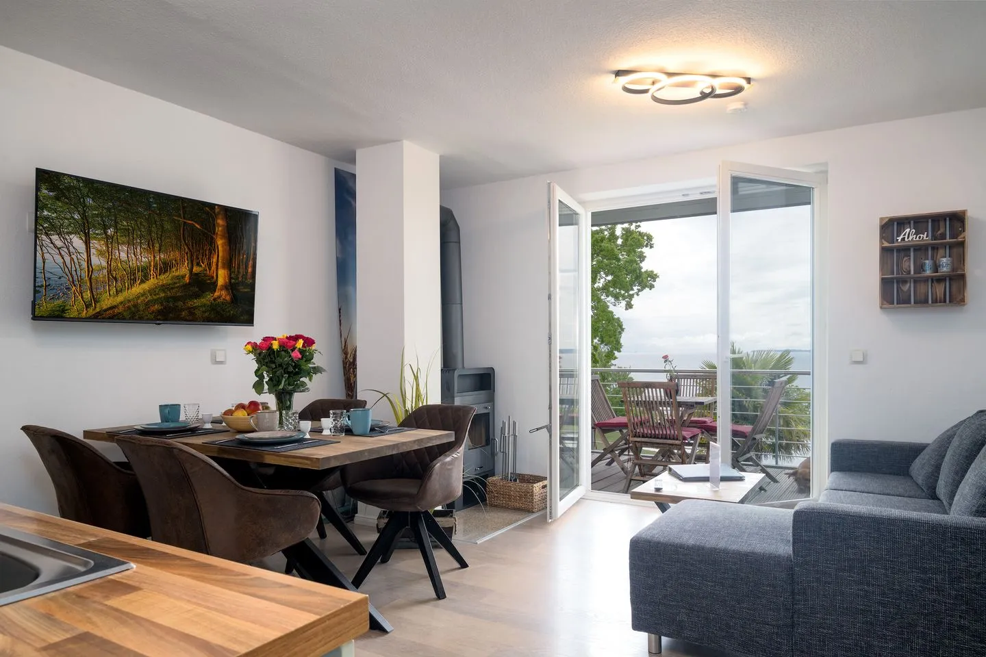 FeWo Sonnenschein - Kamin, Sauna, Meerblick Sassnitz - Wohnzimmer
